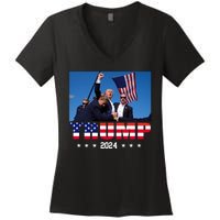 Trump 2024 Election Rally Photo Shooting Pennsylvania Women's V-Neck T-Shirt