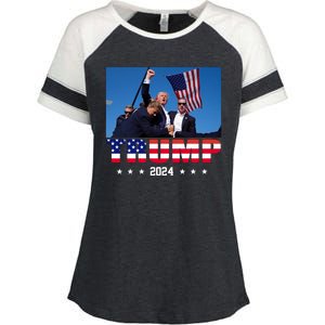 Trump 2024 Election Rally Photo Shooting Pennsylvania Enza Ladies Jersey Colorblock Tee