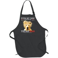 Trump 2024 Even My Dog Is Waiting For Trump 2024 Full-Length Apron With Pockets