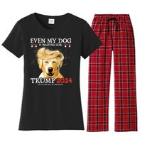 Trump 2024 Even My Dog Is Waiting For Trump 2024 Women's Flannel Pajama Set