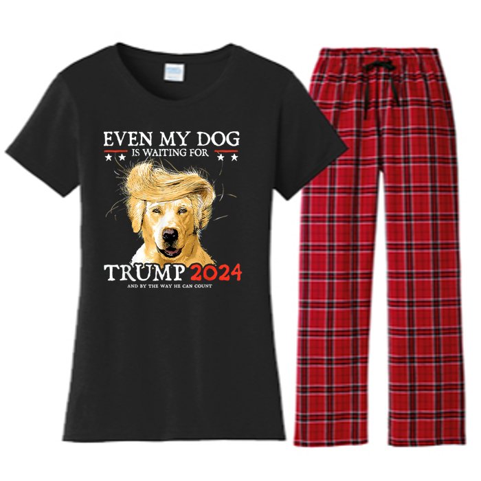 Trump 2024 Even My Dog Is Waiting For Trump 2024 Women's Flannel Pajama Set