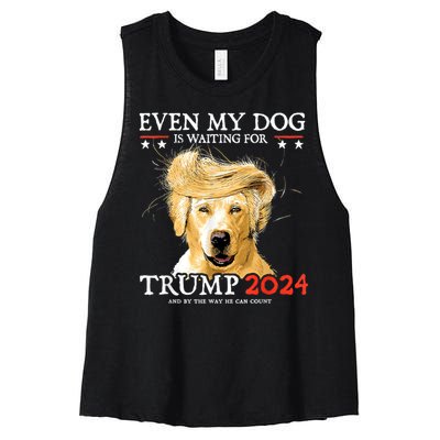 Trump 2024 Even My Dog Is Waiting For Trump 2024 Women's Racerback Cropped Tank