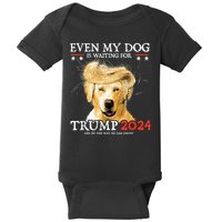 Trump 2024 Even My Dog Is Waiting For Trump 2024 Baby Bodysuit