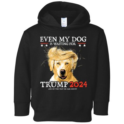 Trump 2024 Even My Dog Is Waiting For Trump 2024 Toddler Hoodie