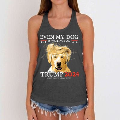 Trump 2024 Even My Dog Is Waiting For Trump 2024 Women's Knotted Racerback Tank