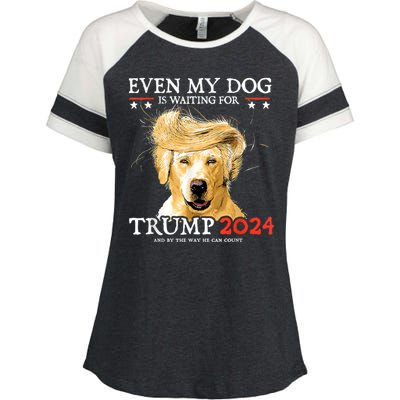 Trump 2024 Even My Dog Is Waiting For Trump 2024 Enza Ladies Jersey Colorblock Tee