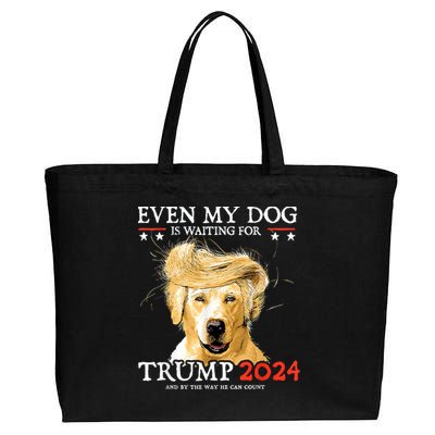 Trump 2024 Even My Dog Is Waiting For Trump 2024 Cotton Canvas Jumbo Tote