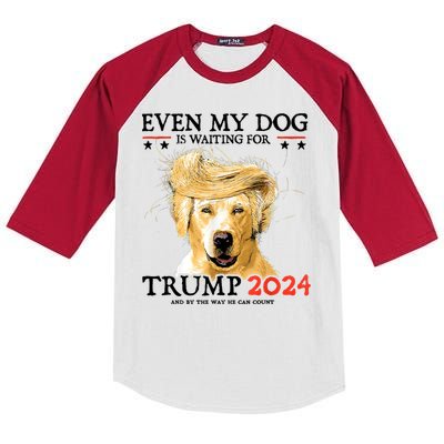 Trump 2024 Even My Dog Is Waiting For Trump 2024 Kids Colorblock Raglan Jersey