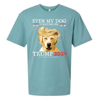 Trump 2024 Even My Dog Is Waiting For Trump 2024 Sueded Cloud Jersey T-Shirt