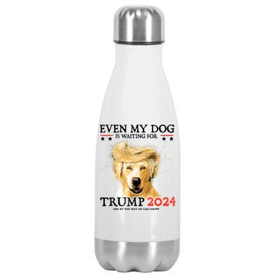 Trump 2024 Even My Dog Is Waiting For Trump 2024 Stainless Steel Insulated Water Bottle