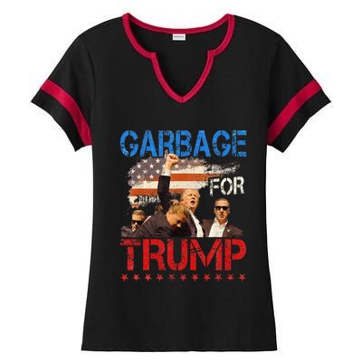 Trump 2024 Election Proud To Be Garbage Vote Trump President Ladies Halftime Notch Neck Tee