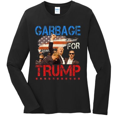 Trump 2024 Election Proud To Be Garbage Vote Trump President Ladies Long Sleeve Shirt