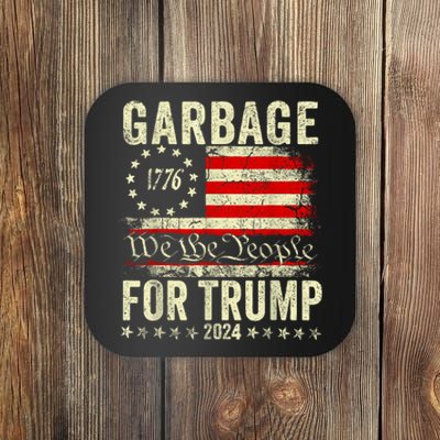 Trump 2024 Election Garbage Vote For Trump President Us Flag Coaster