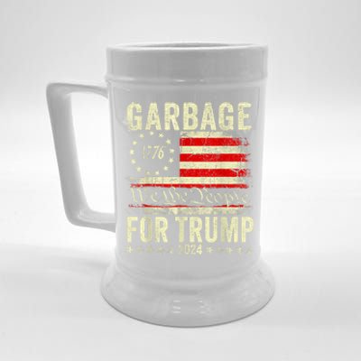 Trump 2024 Election Garbage Vote For Trump President Us Flag Beer Stein