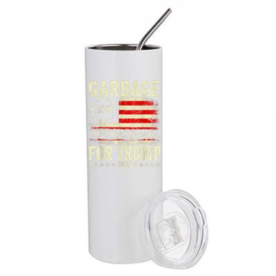 Trump 2024 Election Garbage Vote For Trump President Us Flag Stainless Steel Tumbler