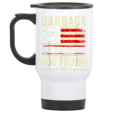 Trump 2024 Election Garbage Vote For Trump President Us Flag Stainless Steel Travel Mug