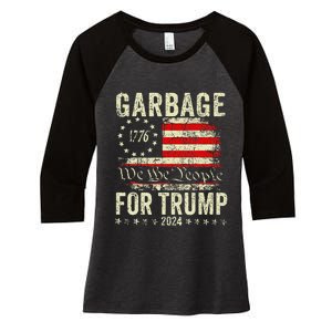 Trump 2024 Election Garbage Vote For Trump President Us Flag Gift Women's Tri-Blend 3/4-Sleeve Raglan Shirt