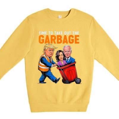 Trump 2024 Funny Time To Take Out Garbage Biden (On Back) Premium Crewneck Sweatshirt