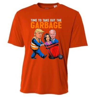 Trump 2024 Funny Time To Take Out Garbage Biden (On Back) Cooling Performance Crew T-Shirt