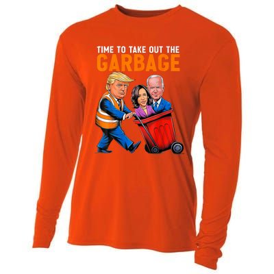 Trump 2024 Funny Time To Take Out Garbage Biden (On Back) Cooling Performance Long Sleeve Crew