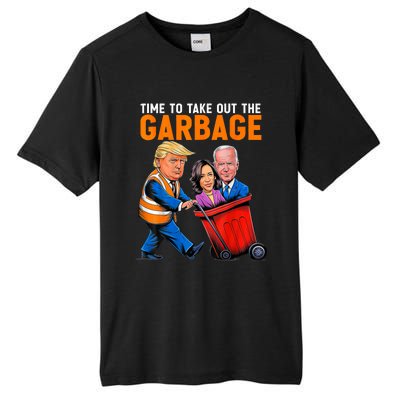 Trump 2024 Funny Time To Take Out Garbage Biden (On Back) Tall Fusion ChromaSoft Performance T-Shirt