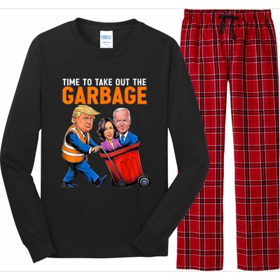 Trump 2024 Funny Time To Take Out Garbage Biden (On Back) Long Sleeve Pajama Set