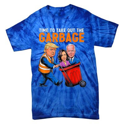 Trump 2024 Funny Time To Take Out Garbage Biden (On Back) Tie-Dye T-Shirt