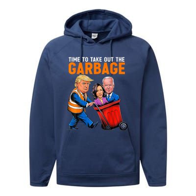 Trump 2024 Funny Time To Take Out Garbage Biden (On Back) Performance Fleece Hoodie