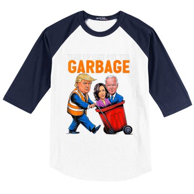 Trump 2024 Funny Time To Take Out Garbage Biden (On Back) Baseball Sleeve Shirt