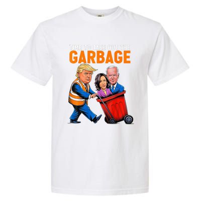 Trump 2024 Funny Time To Take Out Garbage Biden (On Back) Garment-Dyed Heavyweight T-Shirt