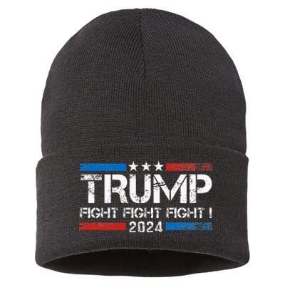 Trump 2024 Fight Fight Fight Trump President Election 2024 Sustainable Knit Beanie