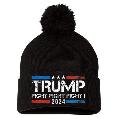 Trump 2024 Fight Fight Fight Trump President Election 2024 Pom Pom 12in Knit Beanie