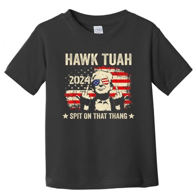 Trump 2024 Flag Funny Hawk Tush Middle Finger 24 Vote Trump Toddler T-Shirt