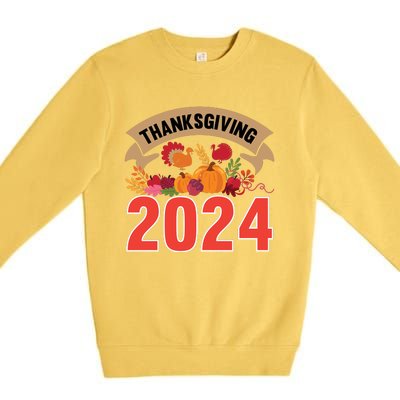 Thanksgiving 2024 Festive Typography Premium Crewneck Sweatshirt