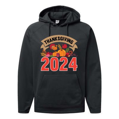 Thanksgiving 2024 Festive Typography Performance Fleece Hoodie