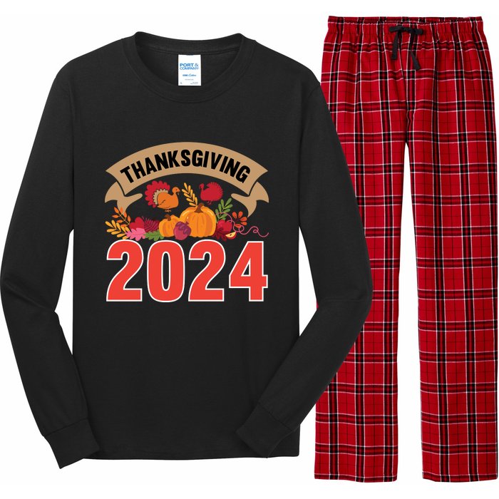 Thanksgiving 2024 Festive Typography Long Sleeve Pajama Set