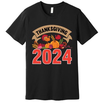 Thanksgiving 2024 Festive Typography Premium T-Shirt