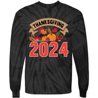 Thanksgiving 2024 Festive Typography Tie-Dye Long Sleeve Shirt