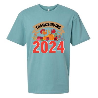 Thanksgiving 2024 Festive Typography Sueded Cloud Jersey T-Shirt