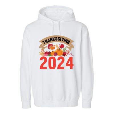 Thanksgiving 2024 Festive Typography Garment-Dyed Fleece Hoodie