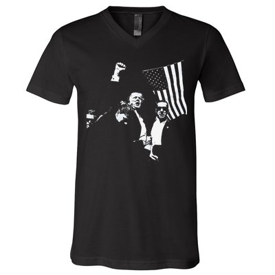 Trump 2024 Fear Not American Hero Fight Fight Fight Maga Gift V-Neck T-Shirt