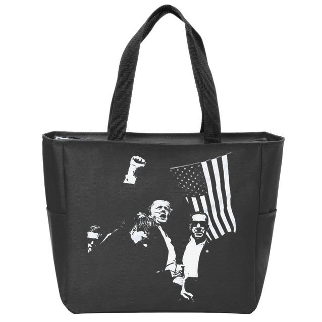 Trump 2024 Fear Not American Hero Fight Fight Fight Maga Gift Zip Tote Bag
