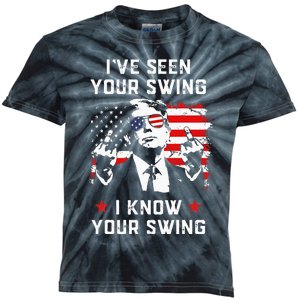 Trump 2024 Flag IVe Seen Your Swing I Know Your Swing Trump Kids Tie-Dye T-Shirt