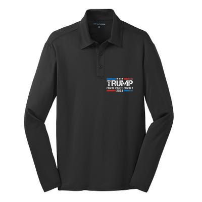 Trump 2024 Fight Fight Fight Trump President Election 2024 Silk Touch Performance Long Sleeve Polo