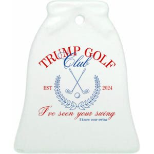 Trump 2024 Funny Golf Club IVe Seen Your Swing Political Ceramic Bell Ornament