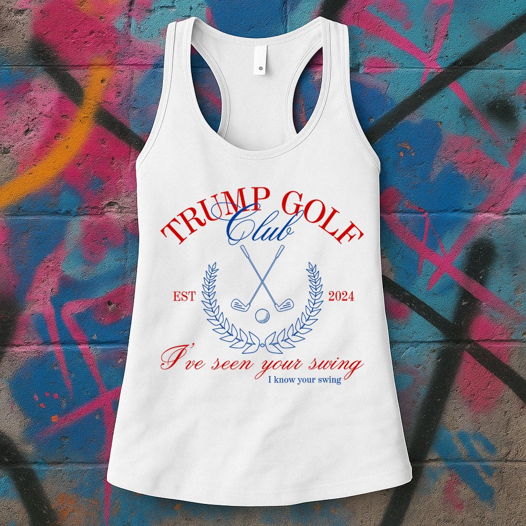 Trump 2024 Funny Golf Club IVe Seen Your Swing Political Womens Tank Top
