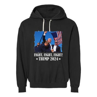 Trump 2024 Fight Fight Fight Trump 2024 Survives Rally Garment-Dyed Fleece Hoodie