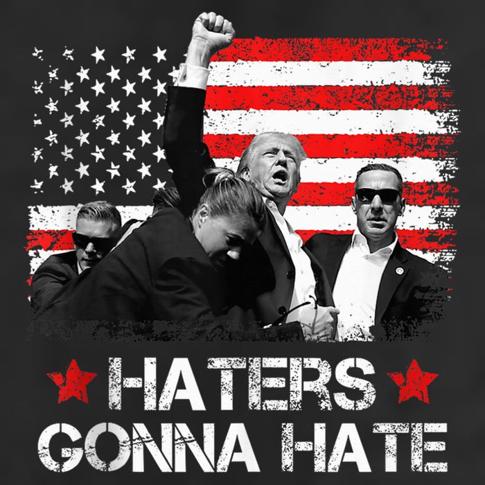 Trump 2024 Flag Haters Gonna Hate Pennsylvania Rally Trump 7 Panel Mesh Trucker Snapback Hat