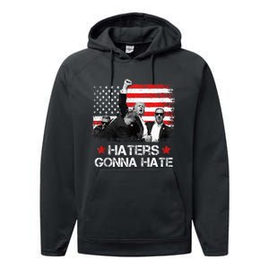 Trump 2024 Flag Haters Gonna Hate Pennsylvania Rally Trump Performance Fleece Hoodie