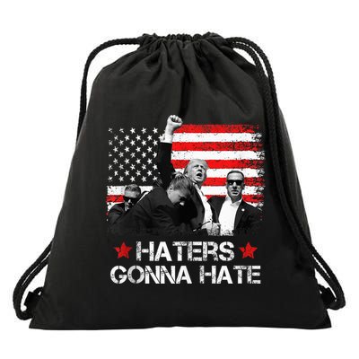 Trump 2024 Flag Haters Gonna Hate Pennsylvania Rally Trump Drawstring Bag